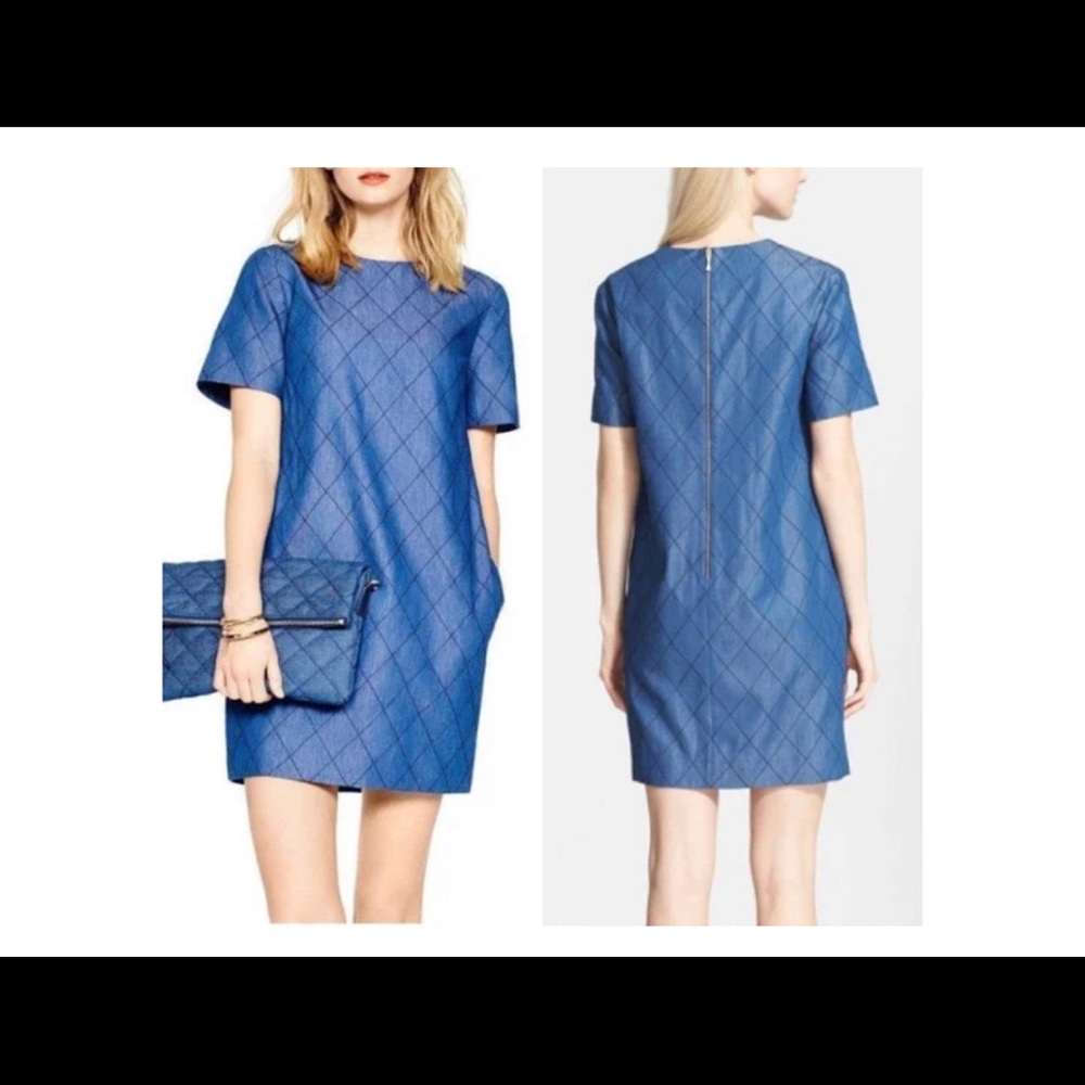 Kate Spade Quilted Chambray Blue Dress Size 12